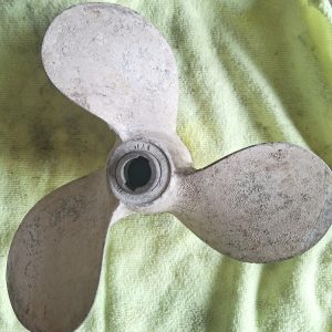 Small Outboard Propeller 3 Blade Aluminium – Approx 3 x 14 – Johnson/Evinrude – Used